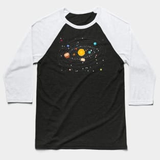 Planets of Solar System Baseball T-Shirt